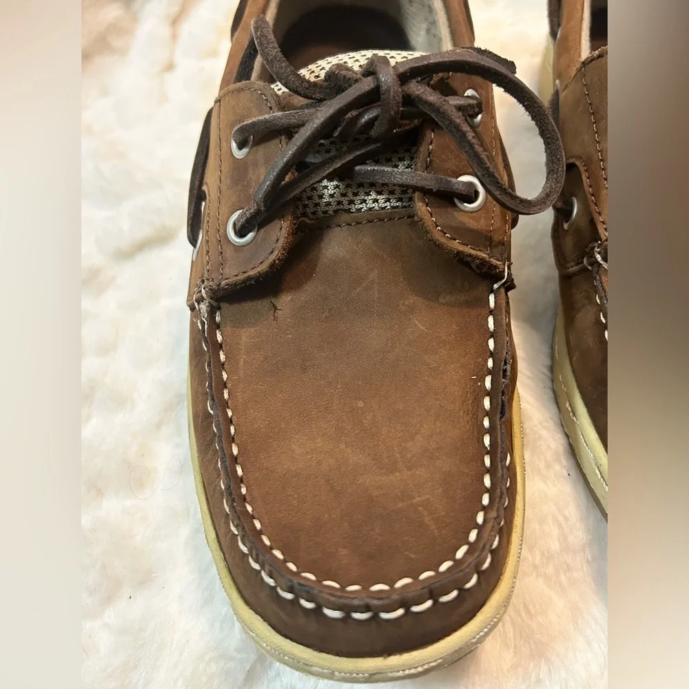 Highland Creek Brown beige leather lace up slip on loafer women’s size 7.5M - Picture 6 of 12